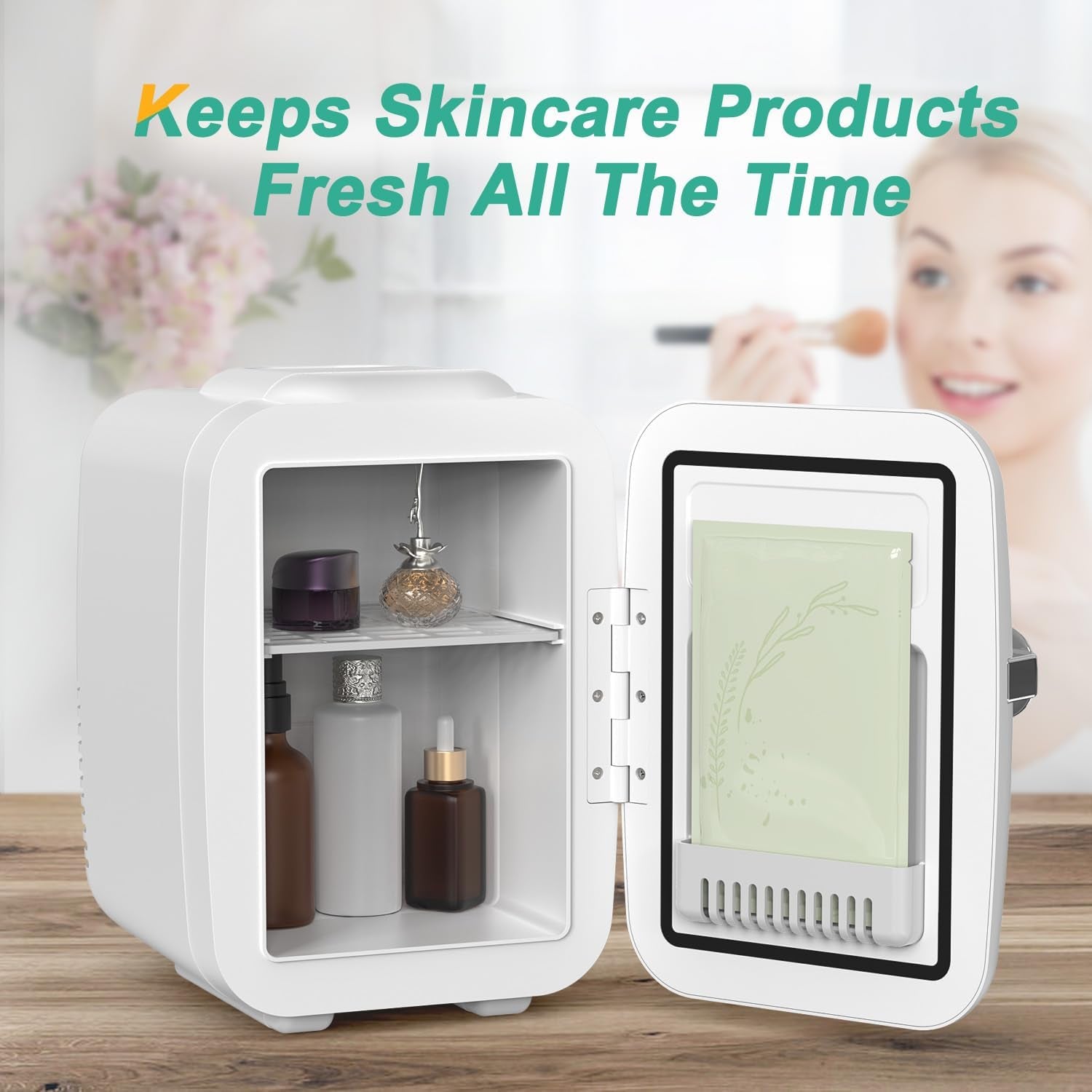 Mini Fridge, 4 Liter/6 Can Portable Cooler and Warmer Personal Refrigerator for Skin Care, Cosmetics, Beverage, Food,Great for Bedroom, Office, Car, Dorm, ETL Listed (White)