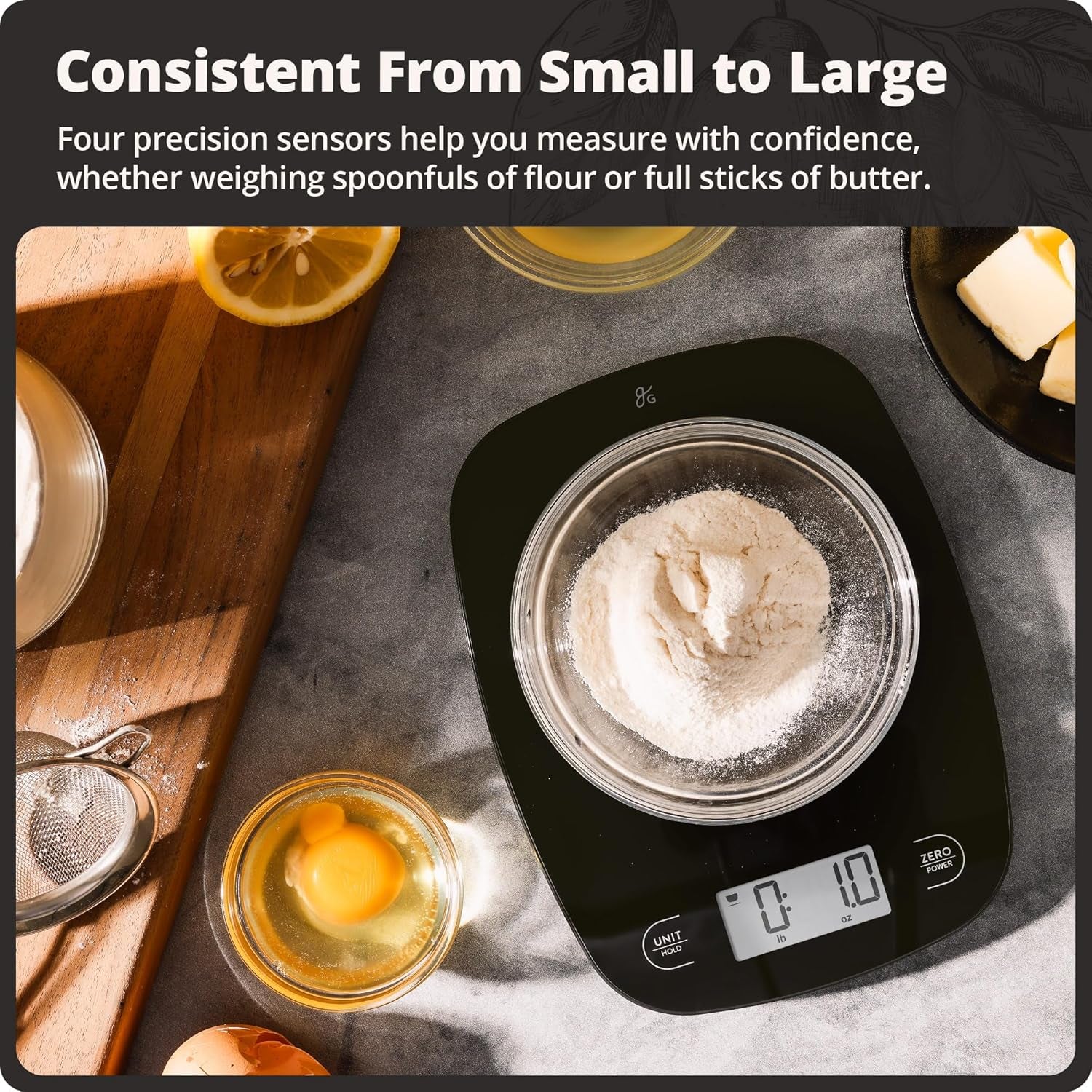 Food Scale – Digital Kitchen Scale, 1G Precision, Easy-Tare & Quick Conversion, Slim Compact Design, Durable & Portable | Ideal for Cooking, Baking & Meal Prep (Glass, Black)