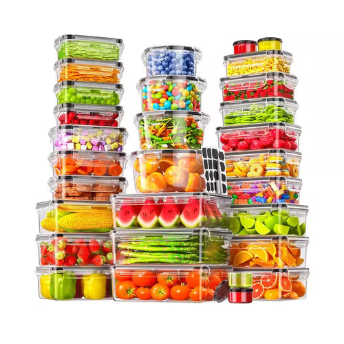 60-Piece Airtight Food Storage Containers with Lids, Leakproof Reusable Plastic Set for Kitchen Storage, Meal Prep