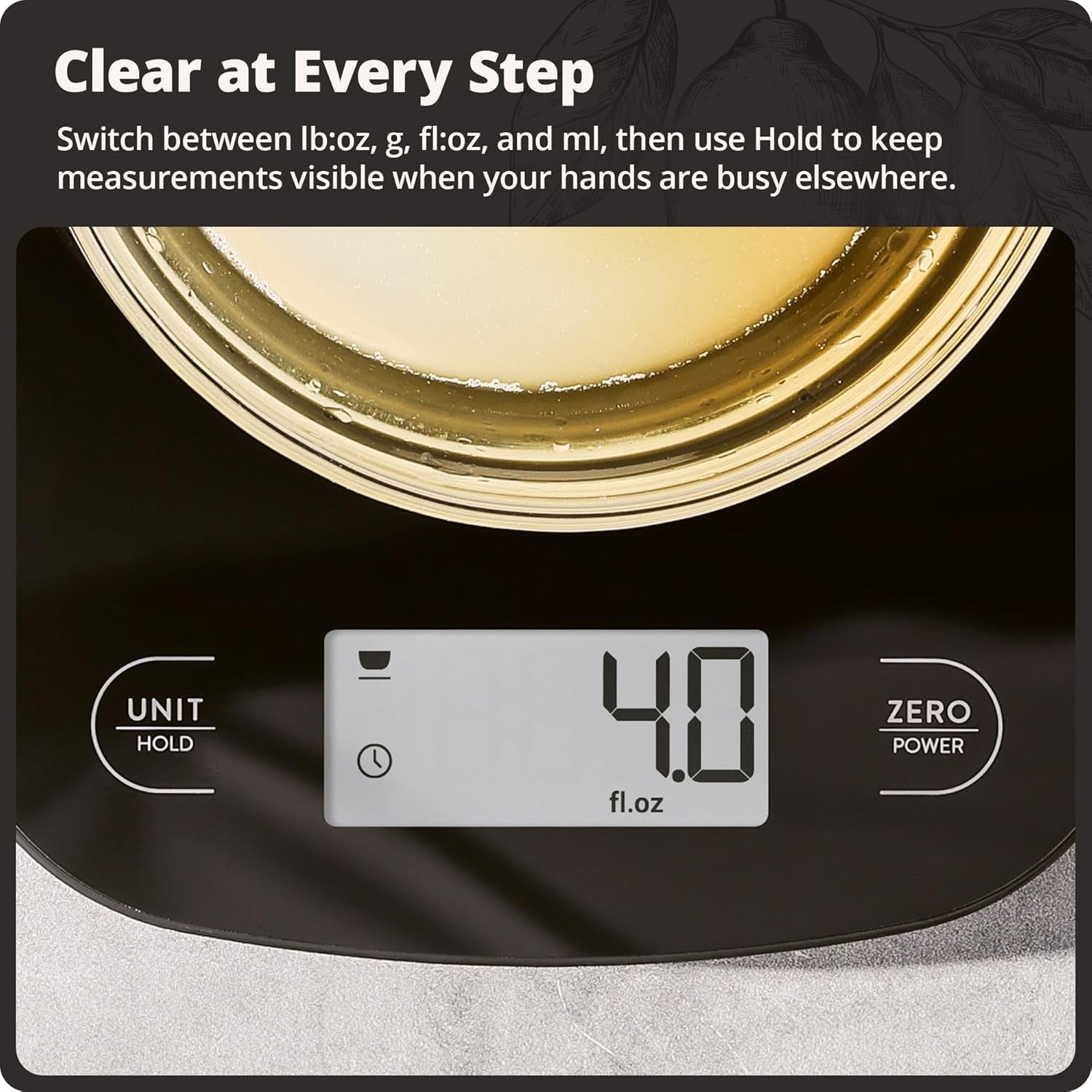 Food Scale – Digital Kitchen Scale, 1G Precision, Easy-Tare & Quick Conversion, Slim Compact Design, Durable & Portable | Ideal for Cooking, Baking & Meal Prep (Glass, Black)